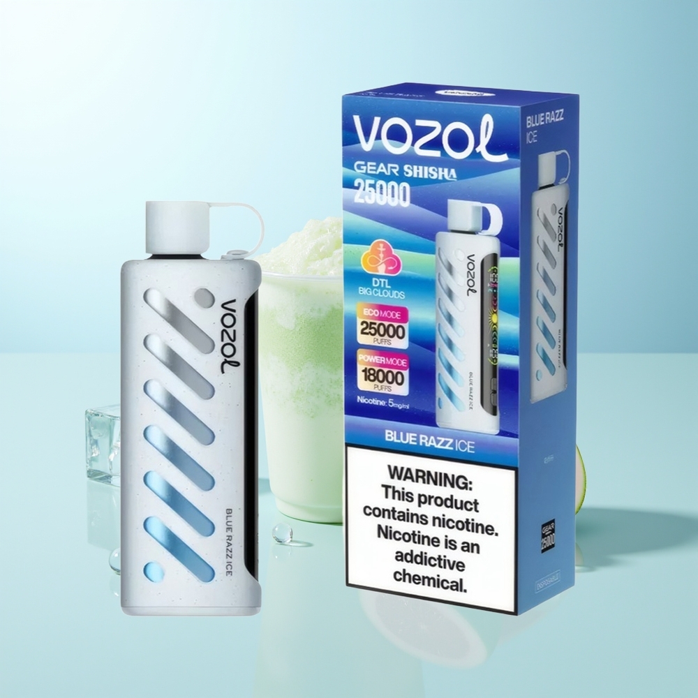 VOZOL Gear Shisha 25000 Puffs Shisha Azul Frambuesa Hielo Dual Mesh SiLC Tech 5mg/ml