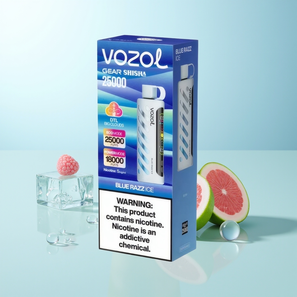 VOZOL Gear Shisha 25000 Puffs Shisha Azul Frambuesa Hielo Dual Mesh SiLC Tech 5mg/ml