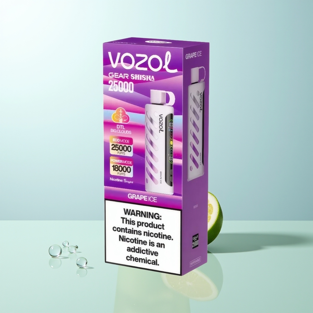 VOZOL Gear Shisha 25000 Puffs Vape Uva Hielo Dual Mesh 1000mAh 5mg/ml