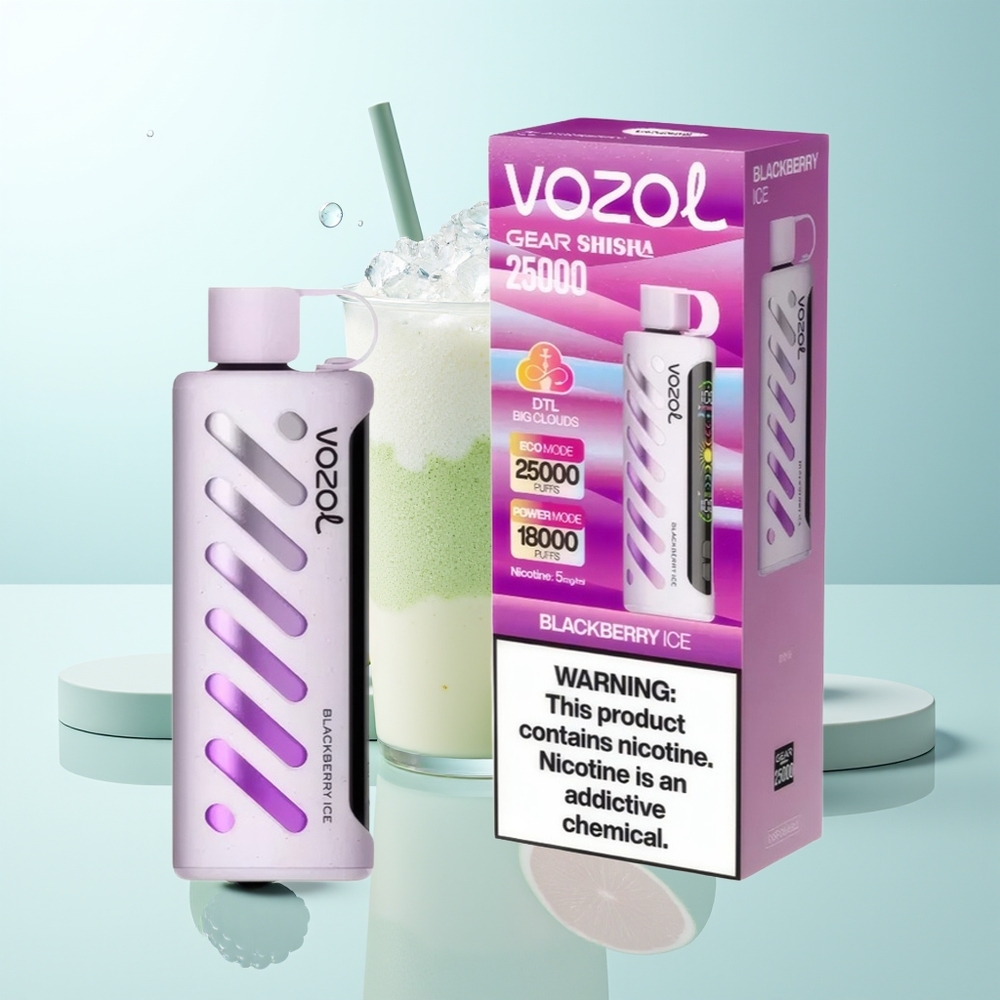 VOZOL Gear Shisha 25000 Puffs Zarzamora Helada Dual Mesh SiLC Tech 5mg/ml 1000mAh