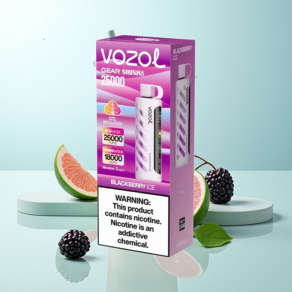 VOZOL Gear Shisha 25000 Puffs Zarzamora Helada Dual Mesh SiLC Tech 5mg/ml 1000mAh