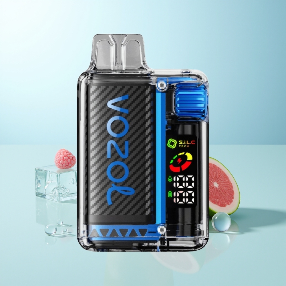 VOZOL Vista 20000 Caladas Vape Azul Frambuesa Hielo Batería Recargable 650mAh Pantalla OLED Coil Dual Mesh MCU Chip 65 PCR Ajuste de 6 Niveles