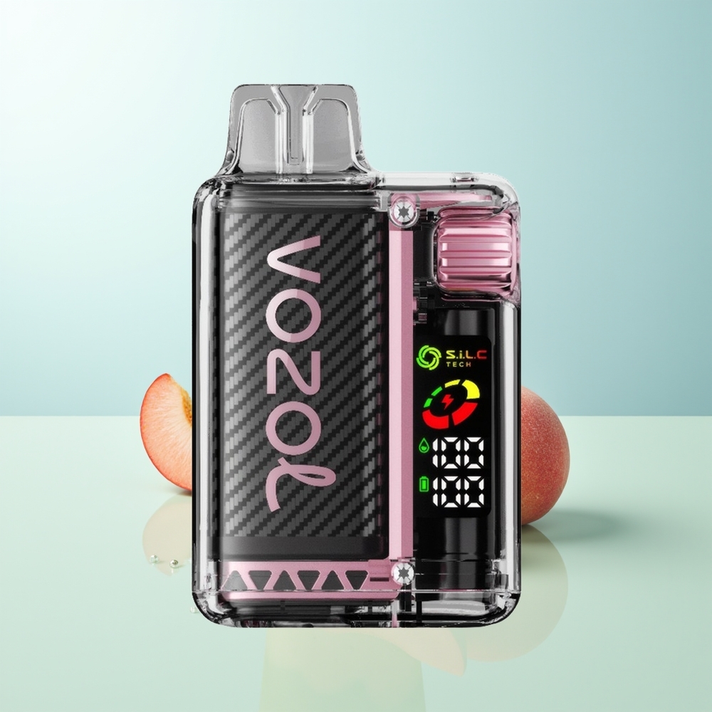 VOZOL Vista 20000 Caladas Vape Melocotón Hielo Batería Recargable 650mAh Pantalla OLED Coil Dual Mesh MCU 6 Niveles