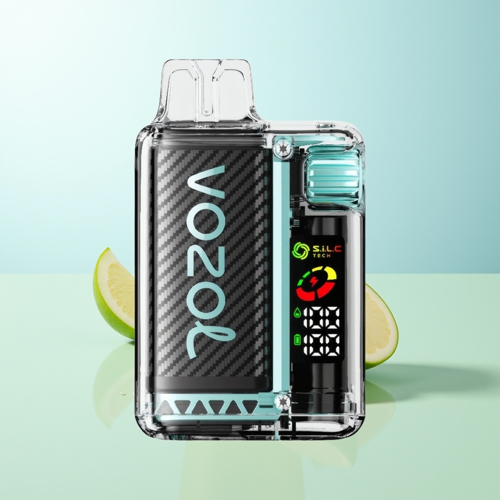 VOZOL Vista 20000 Puffs Vape Manzana Ácida Helada Recargable 650mAh Pantalla OLED Dual Mesh SiLC Tech MCU 6 Niveles PCR 65 TPD MTL