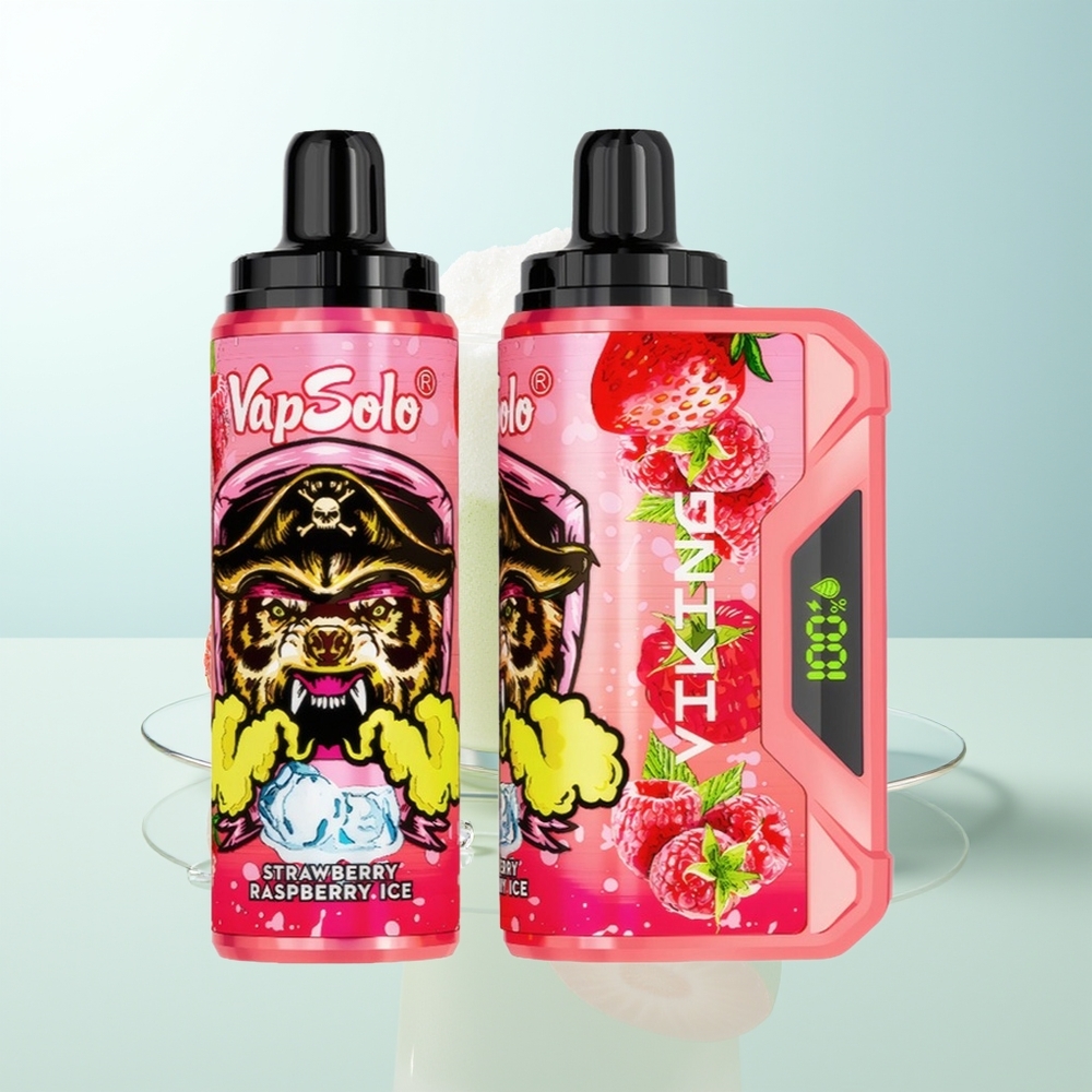 VapSolo VIKING 12000 Puffs Fresa Frambuesa Hielo Tipo-C Pantalla LED