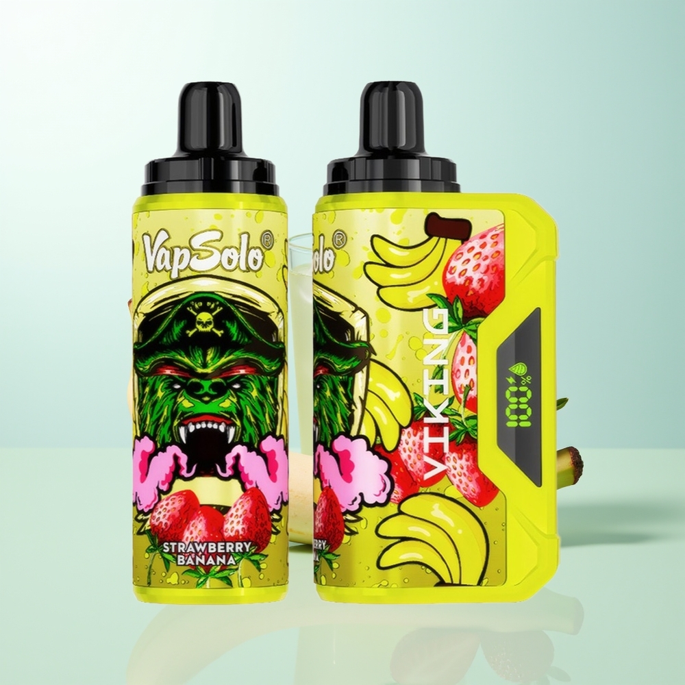 VapSolo VIKING 12000 Puffs Fresa Plátano Tipo-C Pantalla LED