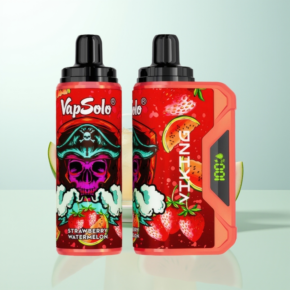 VapSolo VIKING 12000 Puffs Fresa Sandía 22ml Tipo-C Pantalla LED