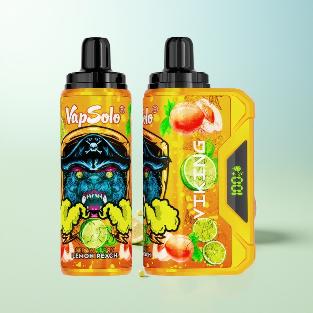 VapSolo VIKING 12000 Puffs Limón Melocotón Tipo-C 22ml LED 20/50mg