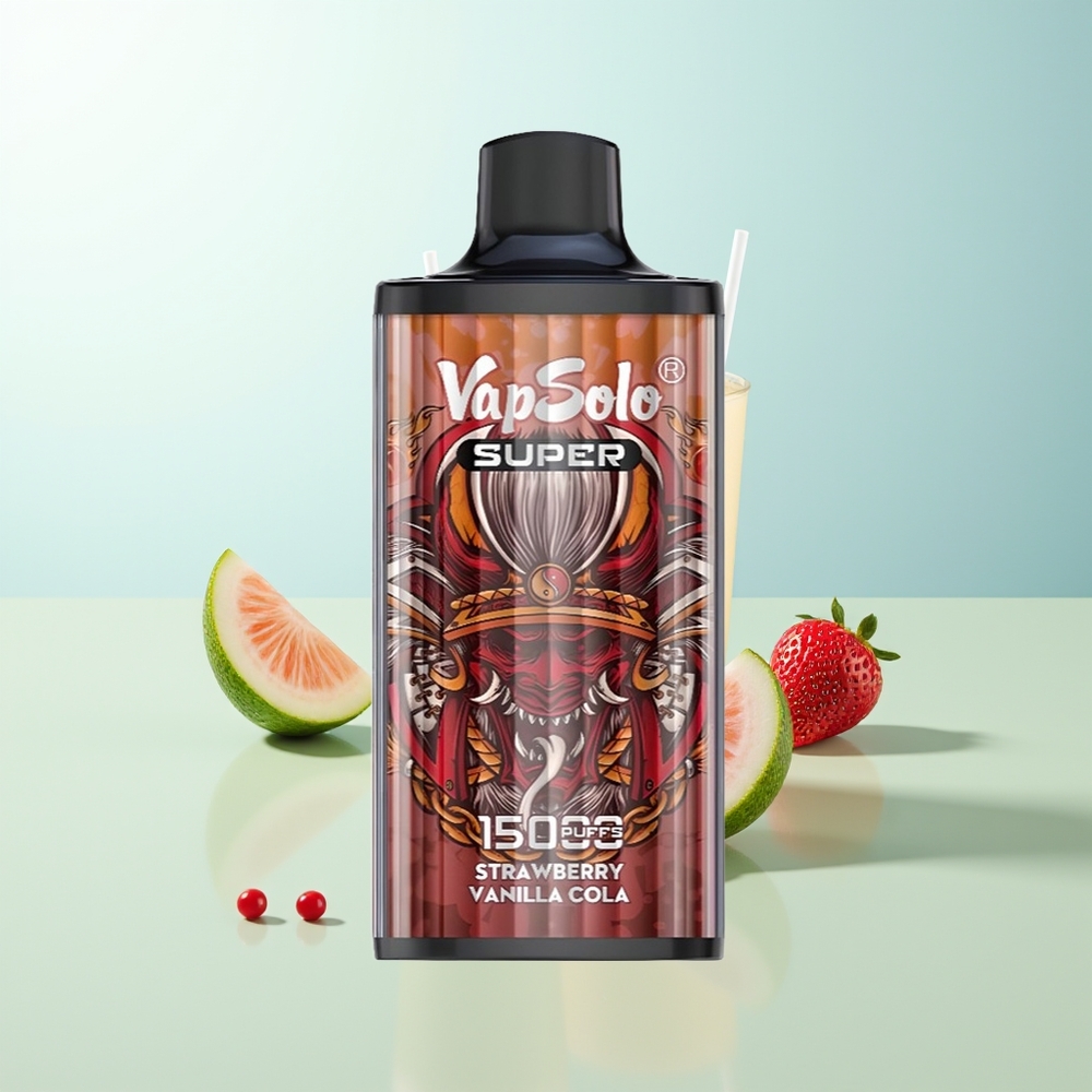 Vapsolo Super 15000 Bocas Fresa Vainilla Cola 40ml 850mah Malla Tipo-C