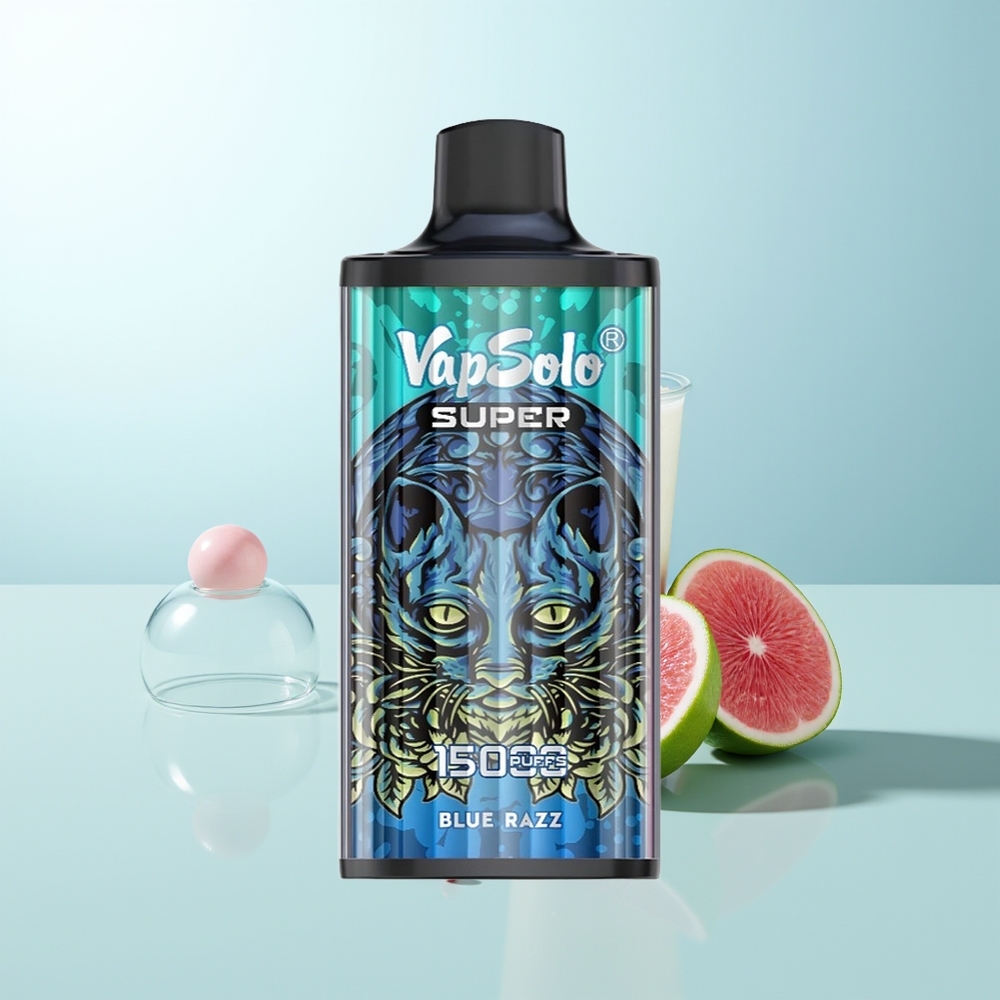 Vapsolo Super 15000 Puffs Vape Disposable Azul Frambuesa 40ml 850mAh Tipo-C