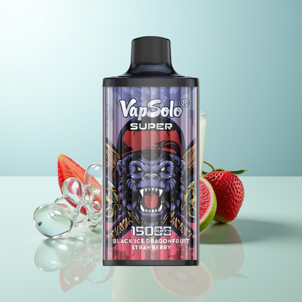 Vapsolo Super 15000 Puffs Vape Negro Hielo Dragón Fruta Fresa 40ml 850mAh Tipo-C
