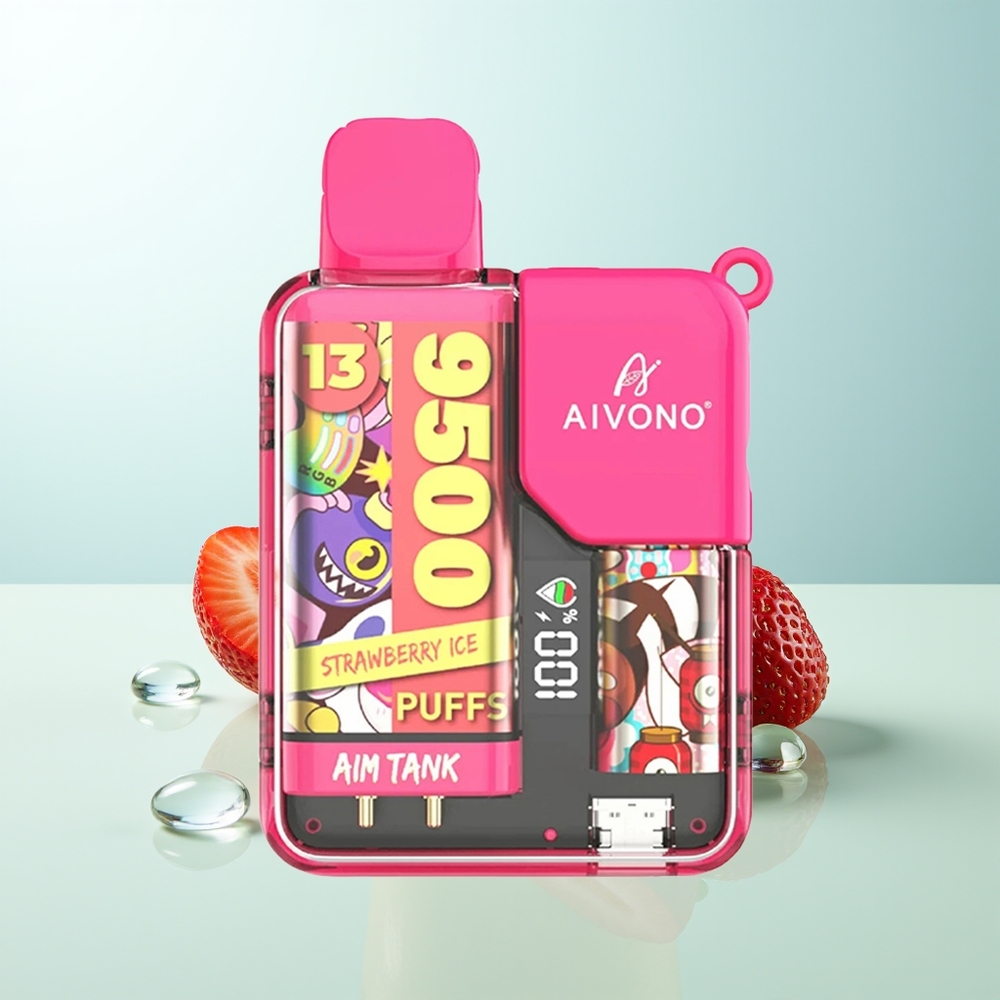 Aivono Aim-TANK 9500 Puffs Fresa Hielo 18ml 650mAh LCD 1.2ohm Mesh