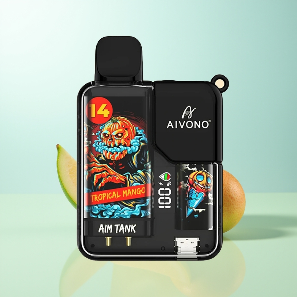 Aivono Aim-Tank 9500 Bocadillos Mango Tropical con Pantalla LCD y Batería 650mAh