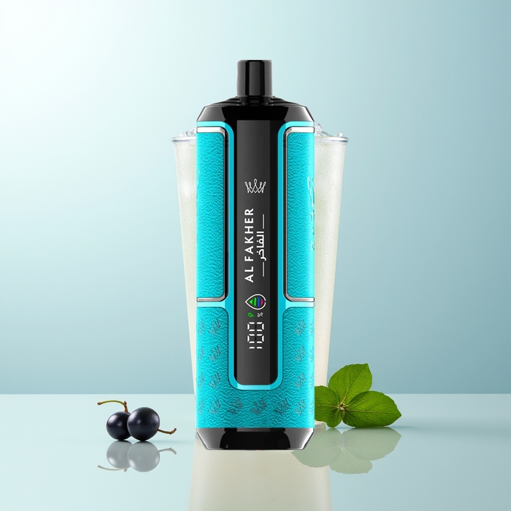 Al Fakher Crown Bar 15K Hipermáx Desechable Vape Kit Grosella Negra Hielo 22ml 600mAh Tipo-C DTL 6mg/ml Compacto Portátil Ligero