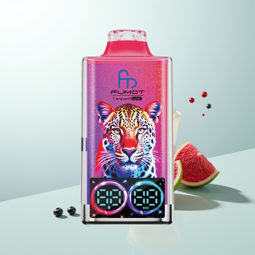Fumot Leopardo 40K Puffs Vape Desechable Arándano Azul Cereza Dual Mesh 5% Nicotina 700mAh Tipo-C Pantalla Digital