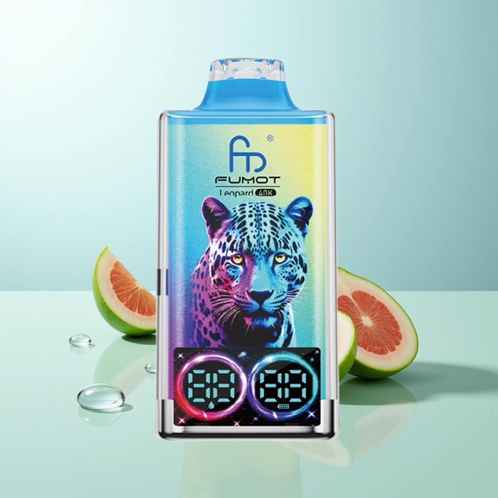 Fumot Leopardo 40K Puffs Vape Desechable Dragón Negro Hielo 5% Nicotina 700mAh Dual Mesh Tipo-C Pantalla Digital