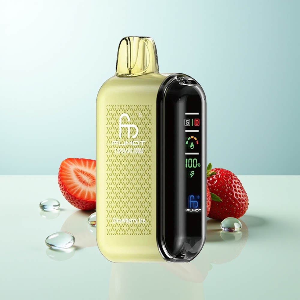 Fumot Tornado 20000 Chupadas Fresa Helada Doble Malla 20ml Pantalla Inteligente Control de Flujo de Aire 2% Nicotina Motor Único