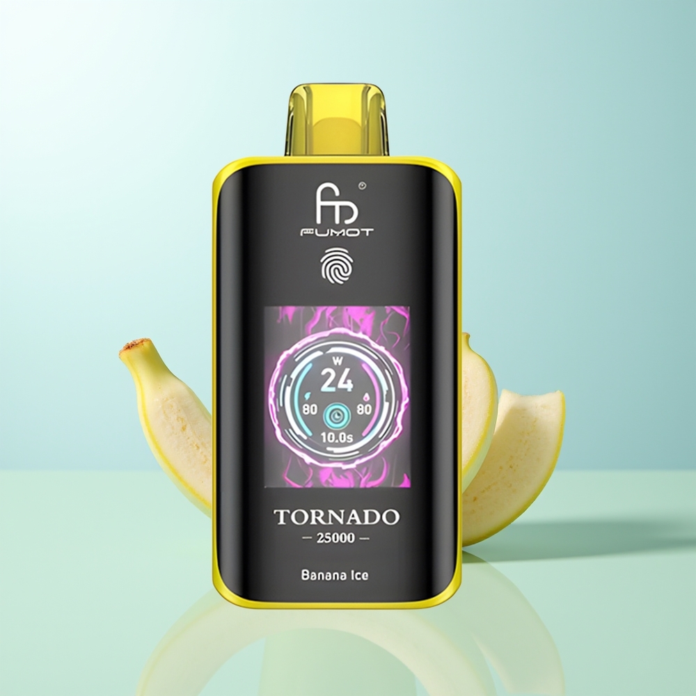 Fumot Tornado 25000 Chupadas Banana Hielo Pantalla HD Batería Recargable 700mAh Tipo-C