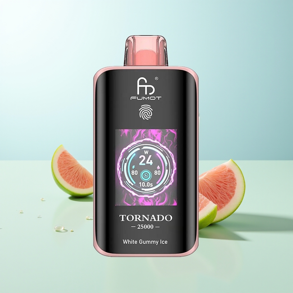 Fumot Tornado 25000 Chupadas Gominola Blanca Hielo Pantalla HD Batería 700mAh Recargable Tipo-C