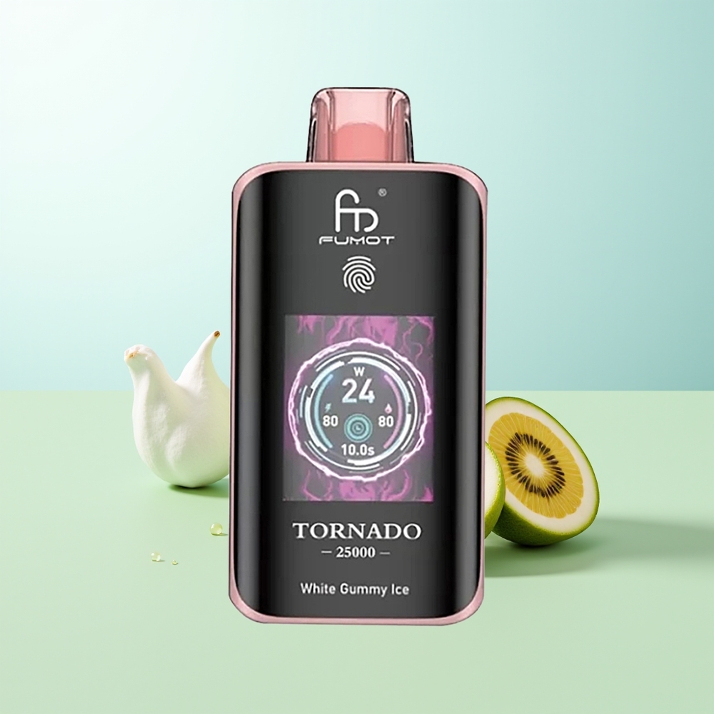 Fumot Tornado 25000 Chupadas Kiwi Maracuyá Guayaba Pantalla HD Batería Recargable 700mAh Tipo-C