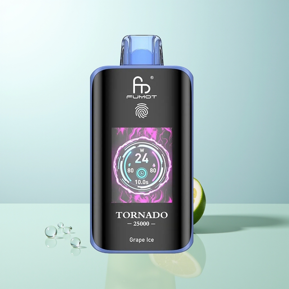 Fumot Tornado 25000 Chupadas Uva Hielo Pantalla HD Batería 700mAh Recargable Tipo-C