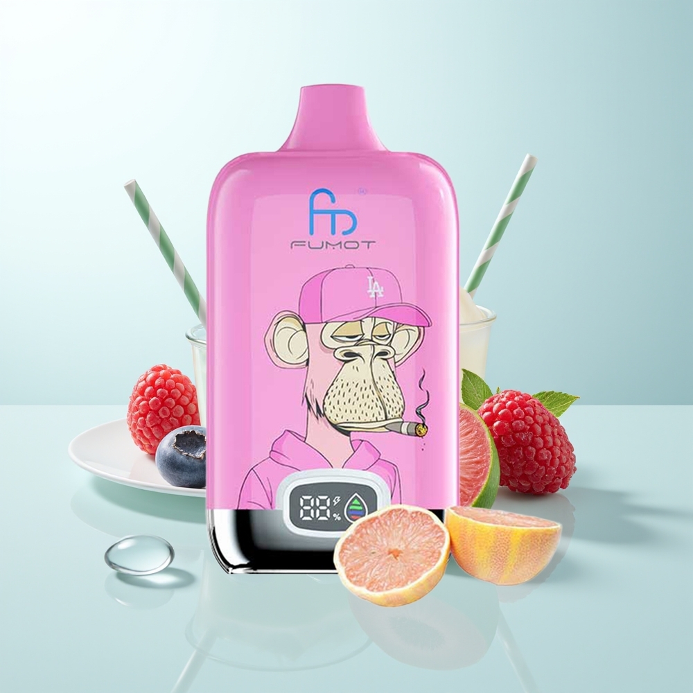 Fumot Tornado Digital Box 12000 Puffs Arándano Frambuesa Digital Box Recargable Tipo-C Malla 20ml