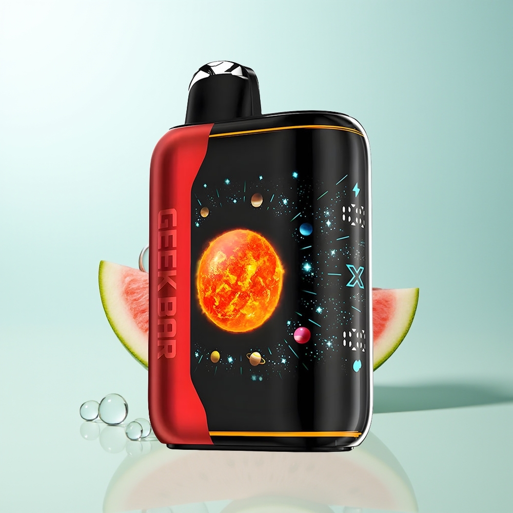 GEEK BAR Platinum Edition 25000 Bocanadas Sandía Helada con Modo Regular, Modo Pulso, Acabado en Acero Platino Mate, Pantalla Curva 3D Dinámica, Carga Rápida USB-Type C