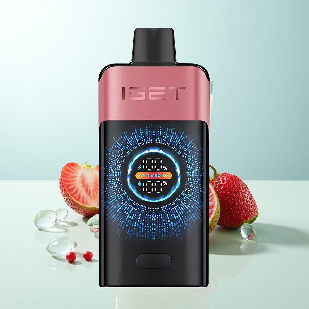 IGET ONE 12000 Puffs Vape Desechable Fresa Granada Hielo Pantalla Curva Grande Dual Mesh 0.6 ohm