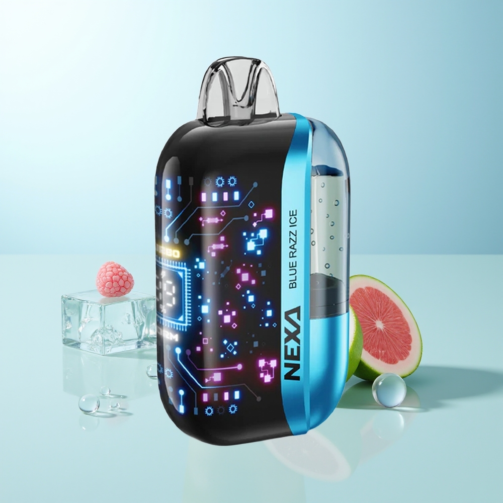 NEXA Ultra 50000 Puffs Azul Frambuesa Hielo 20ml 800mAh Pantalla 3D Tipo-C
