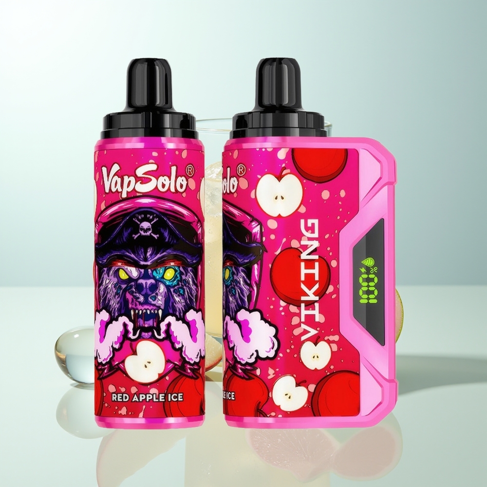 VapSolo VIKING 12000 Bocadas Vape Manzana Roja Hielo 22ml Tipo-C Pantalla LED