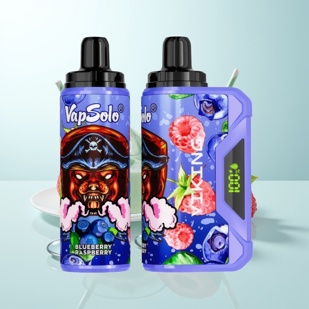 VapSolo VIKING 12000 Puffs Arándano Frambuesa 22ml Tipo-C Pantalla LED