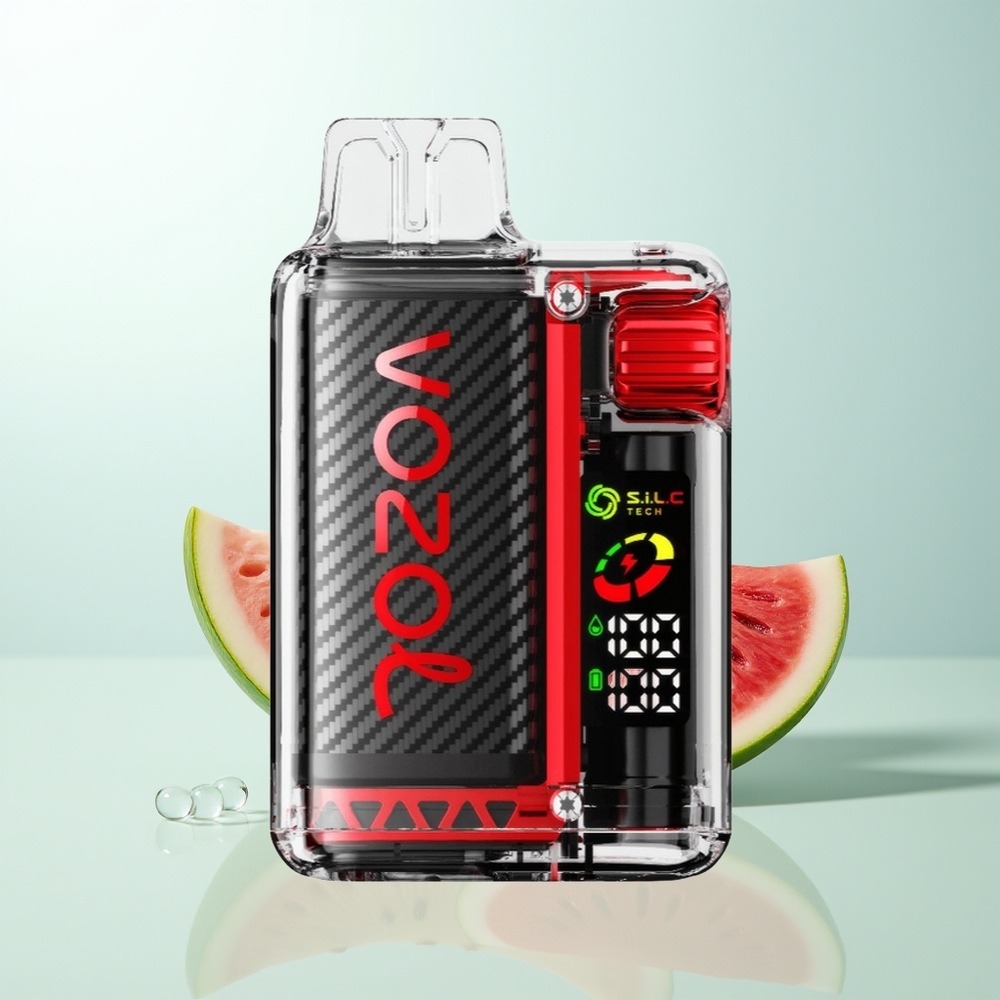 VOZOL Vista 20000 Puffs Vape Disposable Frambuesa Sandía con Batería Recargable 650mAh Pantalla OLED y Bobina Dual Mesh S.i.L.C Tech